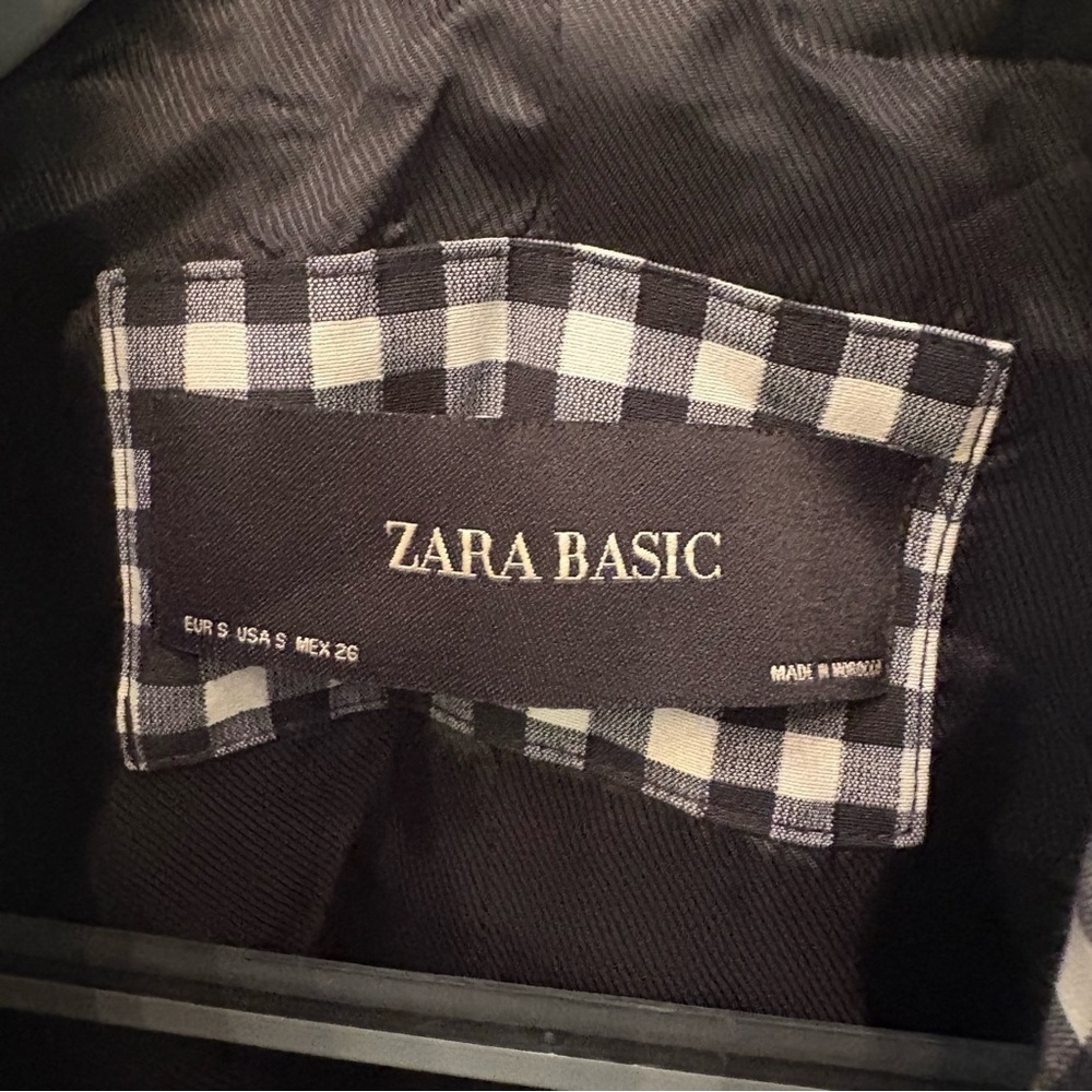 ZARA Women Black White Gingham Blazer Size Small - Picture 5 of 5